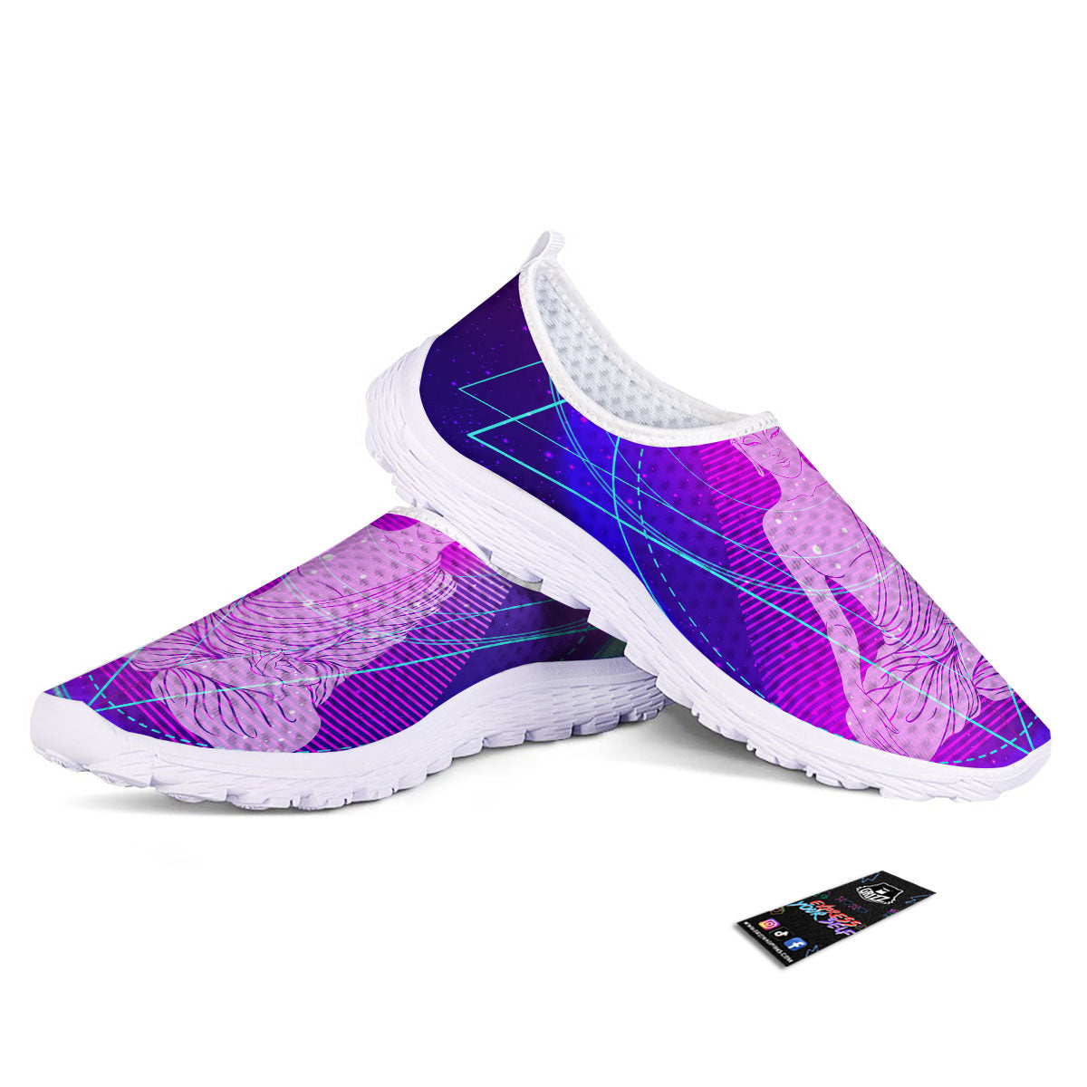 Buddha Teal And Purple Print Nurse Shoes-grizzshop