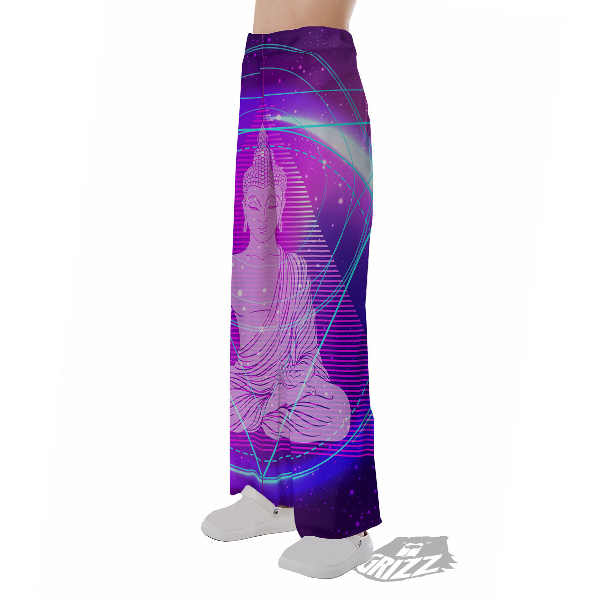 Buddha Teal And Purple Print Pajama Pants-grizzshop