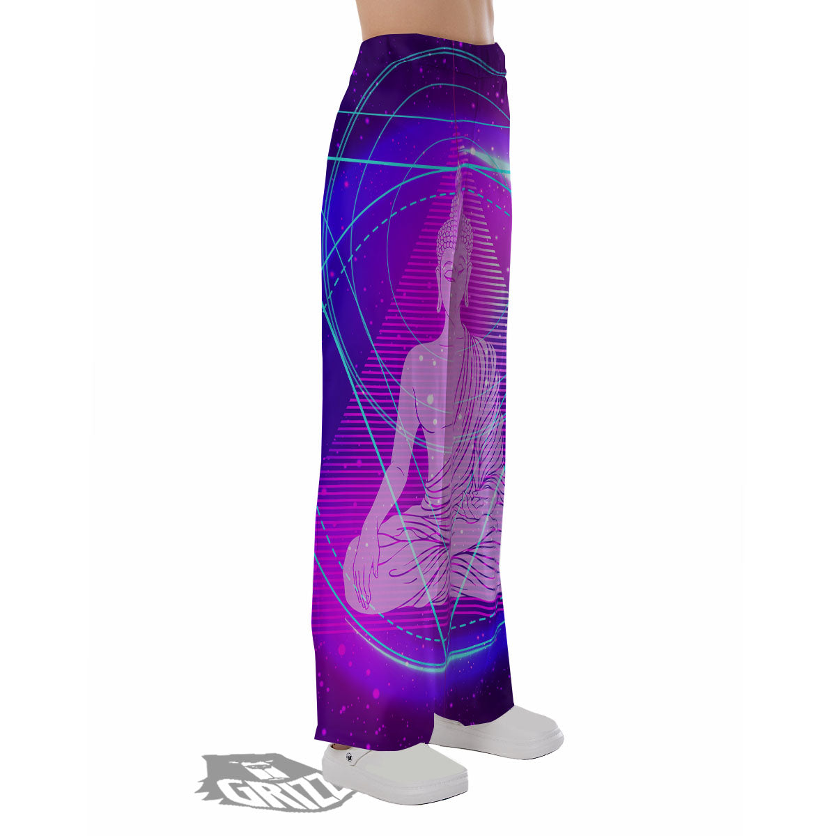 Buddha Teal And Purple Print Pajama Pants-grizzshop