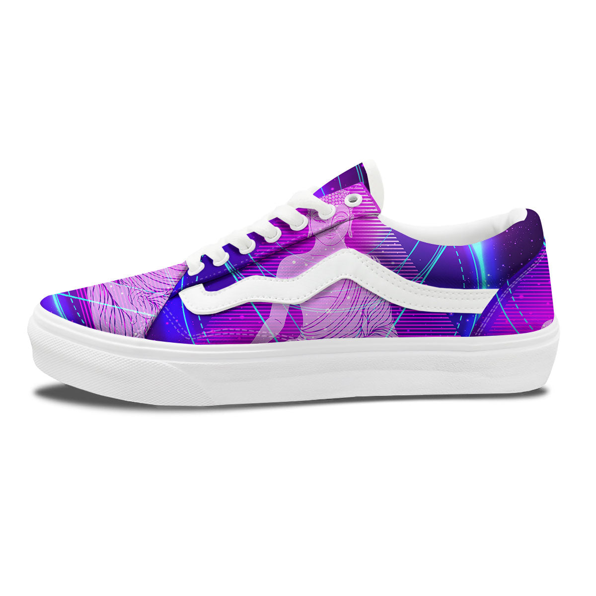 Buddha Teal And Purple Print Skate Shoes-grizzshop
