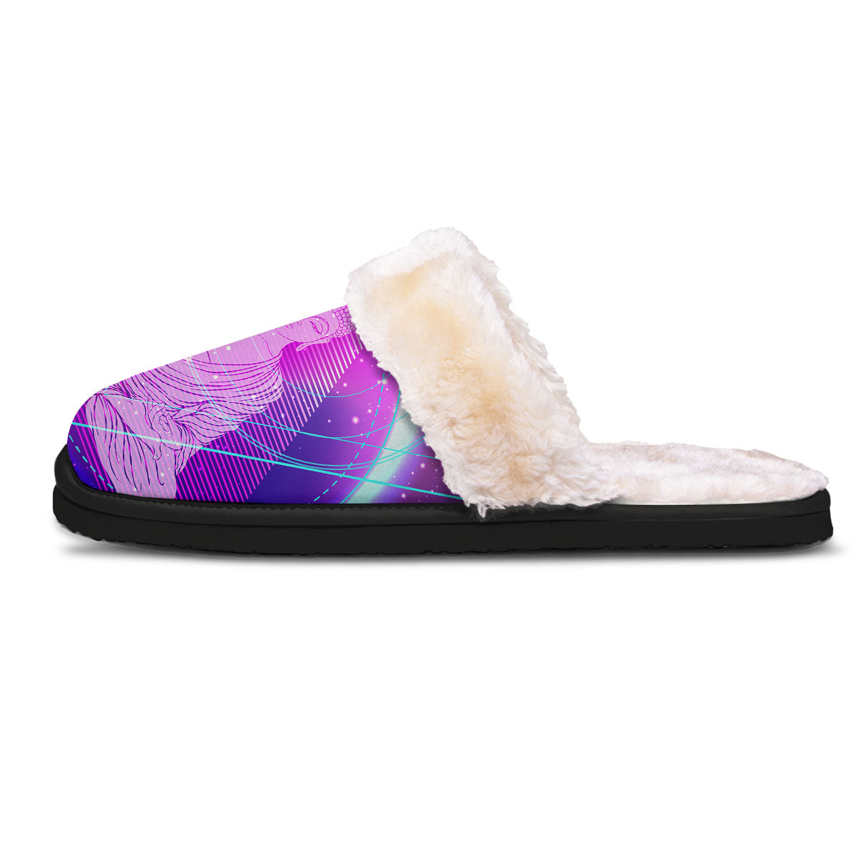 Buddha Teal And Purple Print Slippers-grizzshop