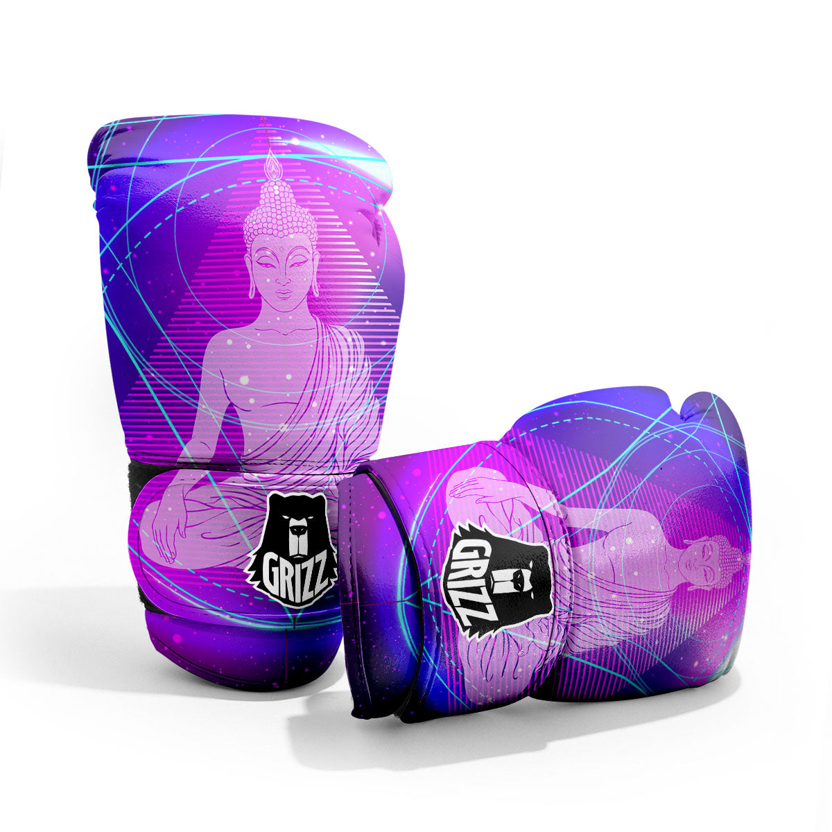 Buddha Teal And Purple Print Pro Boxing Glove