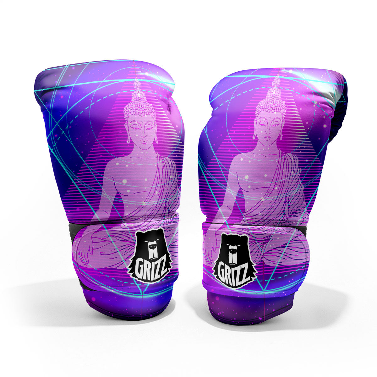 Buddha Teal And Purple Print Pro Boxing Glove