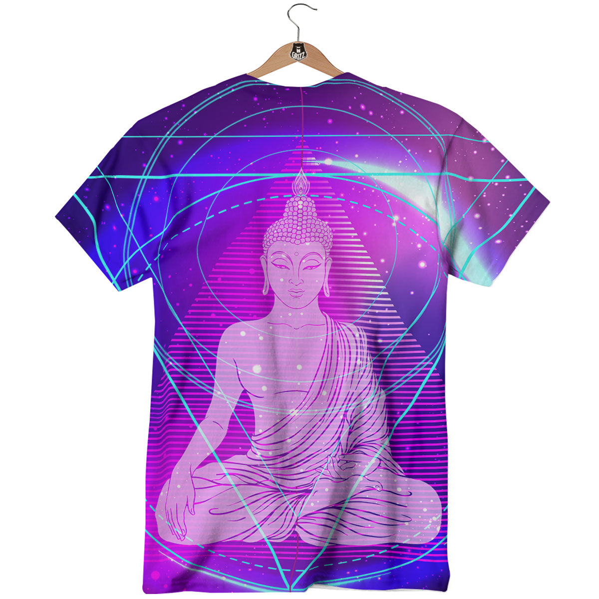 Buddha Teal And Purple Print T-Shirt-grizzshop