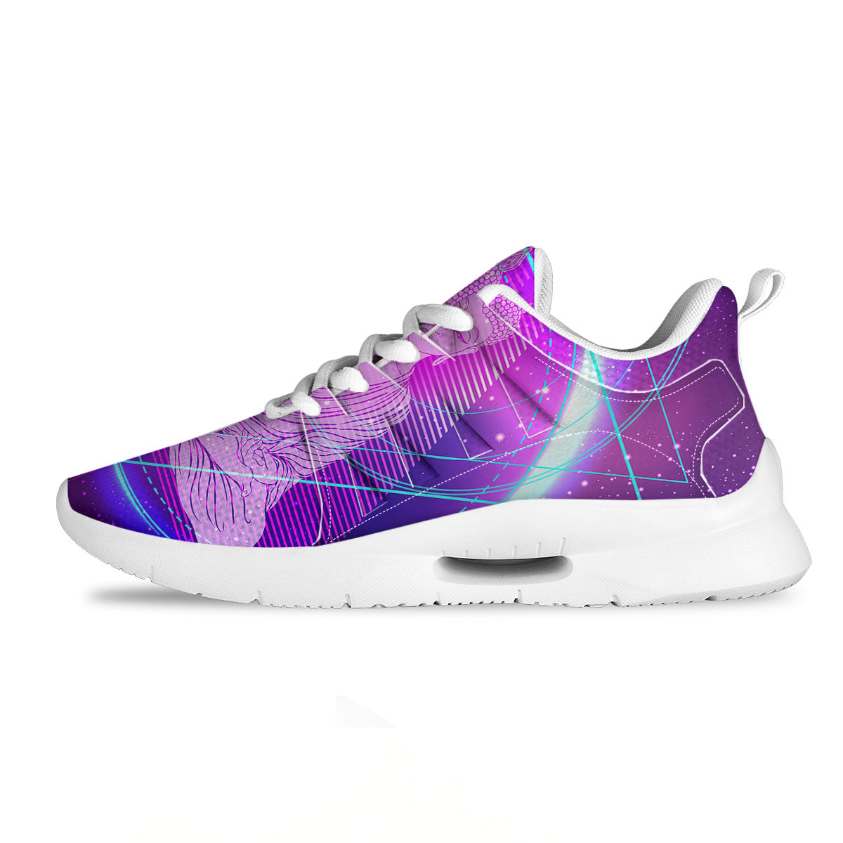 Buddha Teal And Purple Print Tennis Shoes-grizzshop