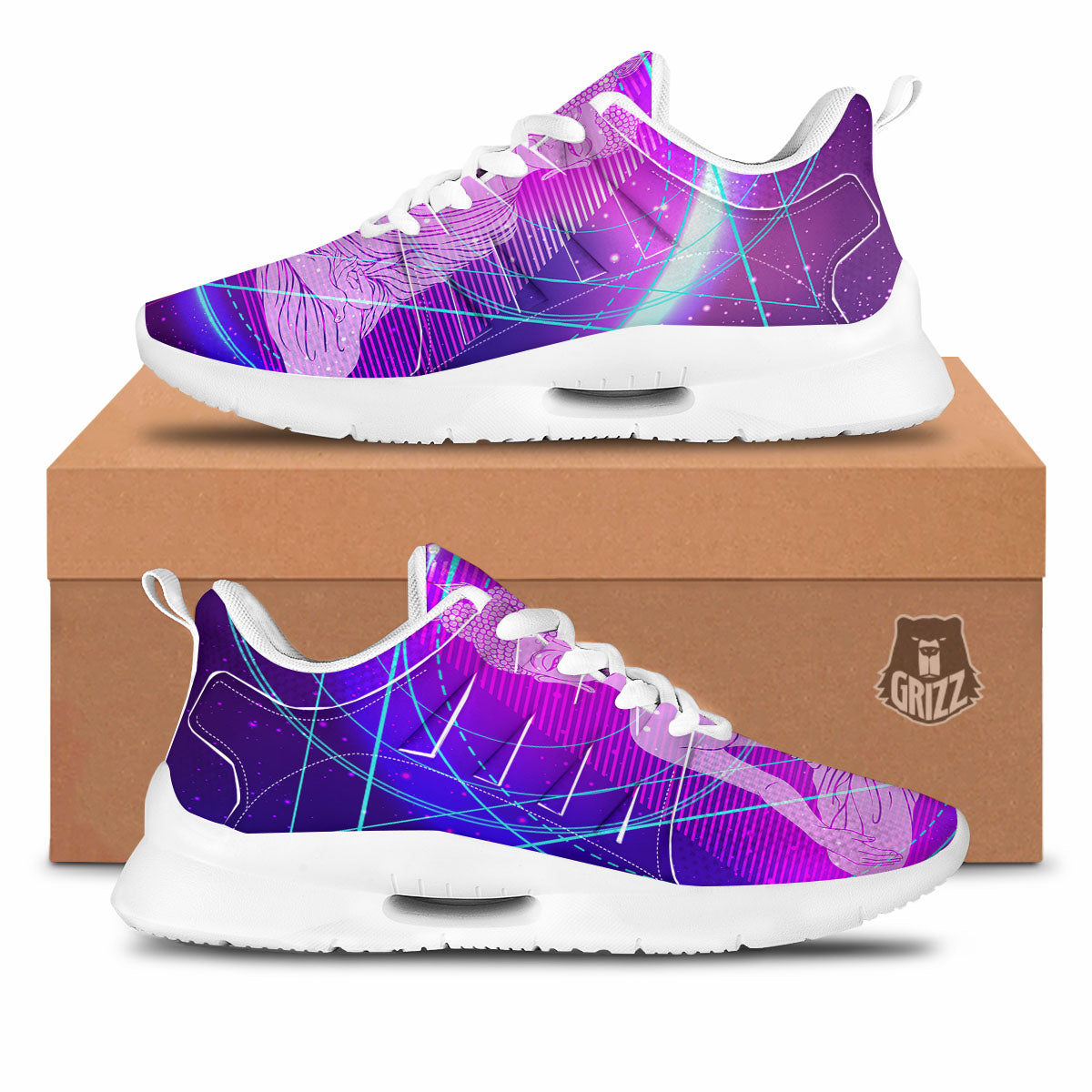 Buddha Teal And Purple Print Tennis Shoes-grizzshop