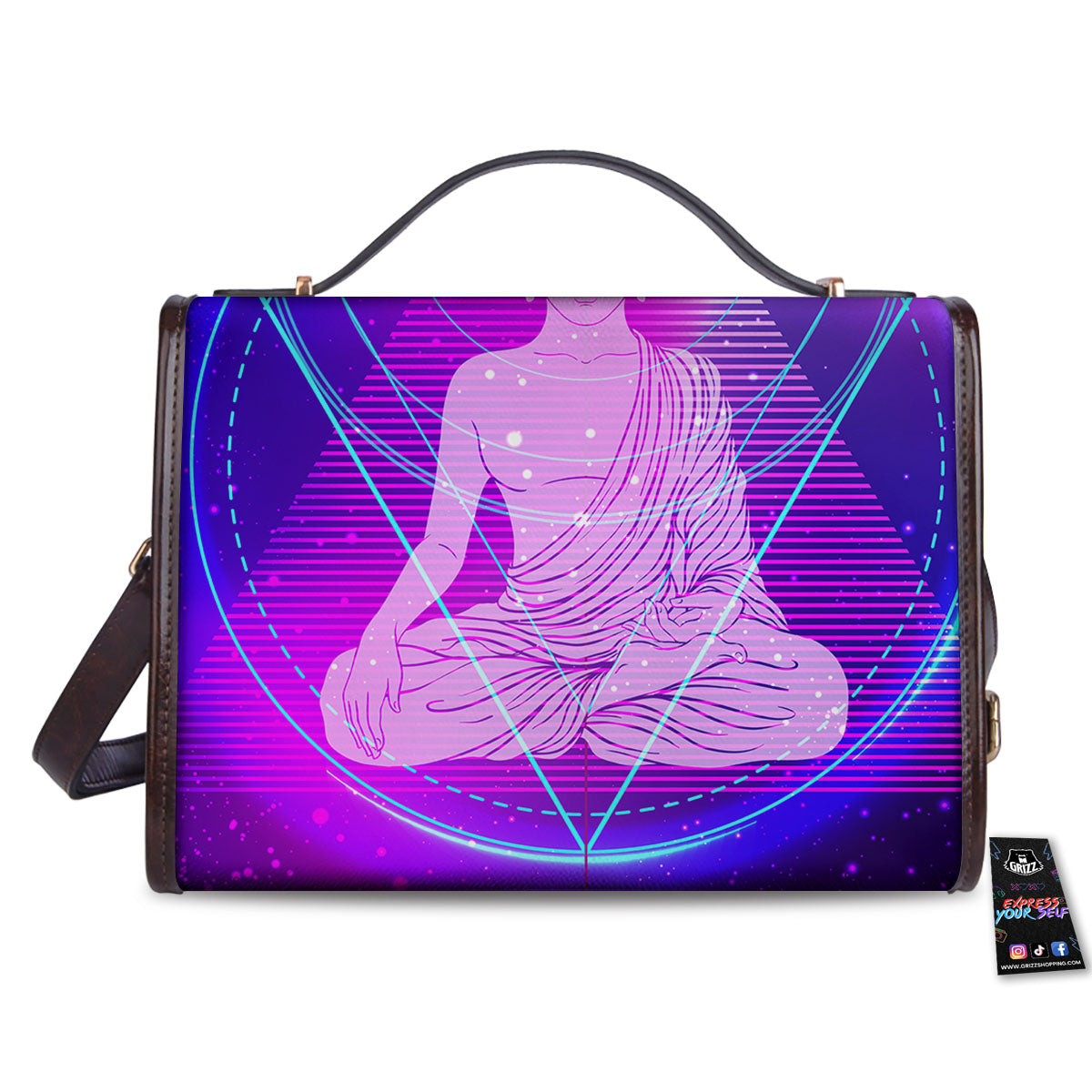 Buddha Teal And Purple Print Women's Satchel Bag-grizzshop