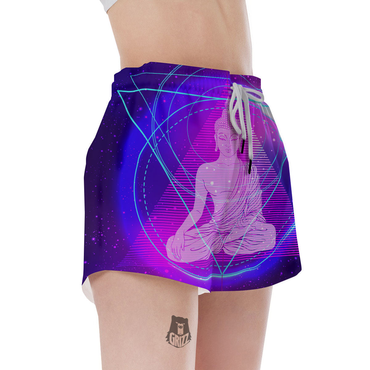 Buddha Teal And Purple Print Women's Shorts-grizzshop