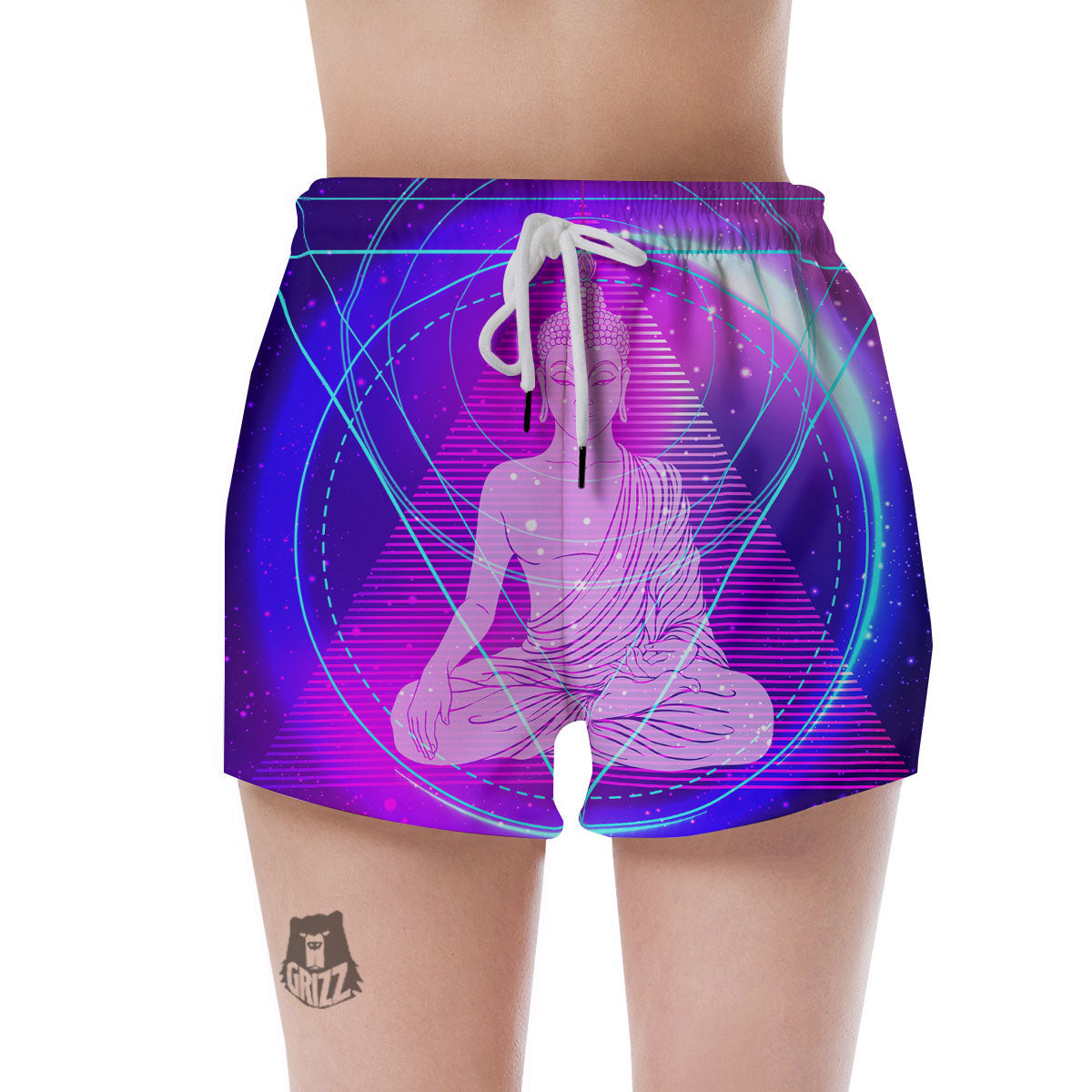 Buddha Teal And Purple Print Women's Shorts-grizzshop