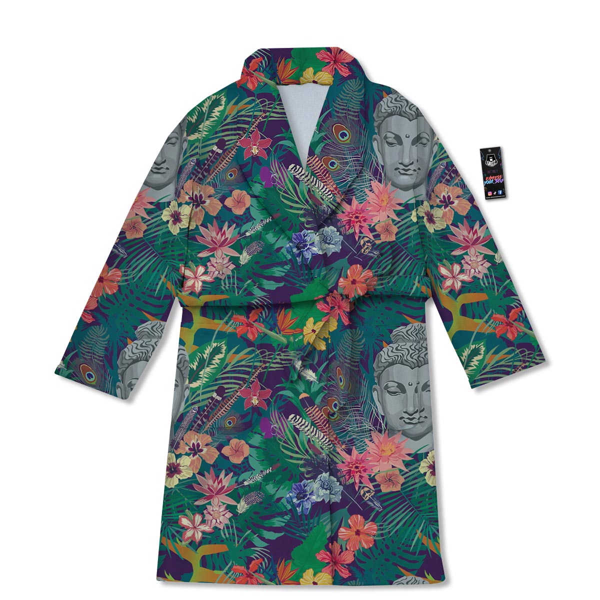 Buddha Tropical Print Pattern Bathrobe-grizzshop