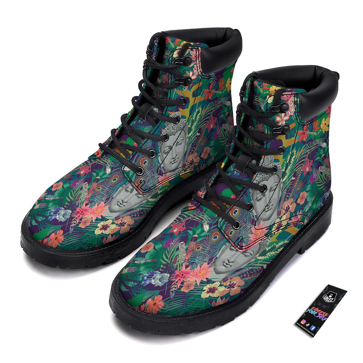 Buddha Tropical Print Pattern Boots-grizzshop
