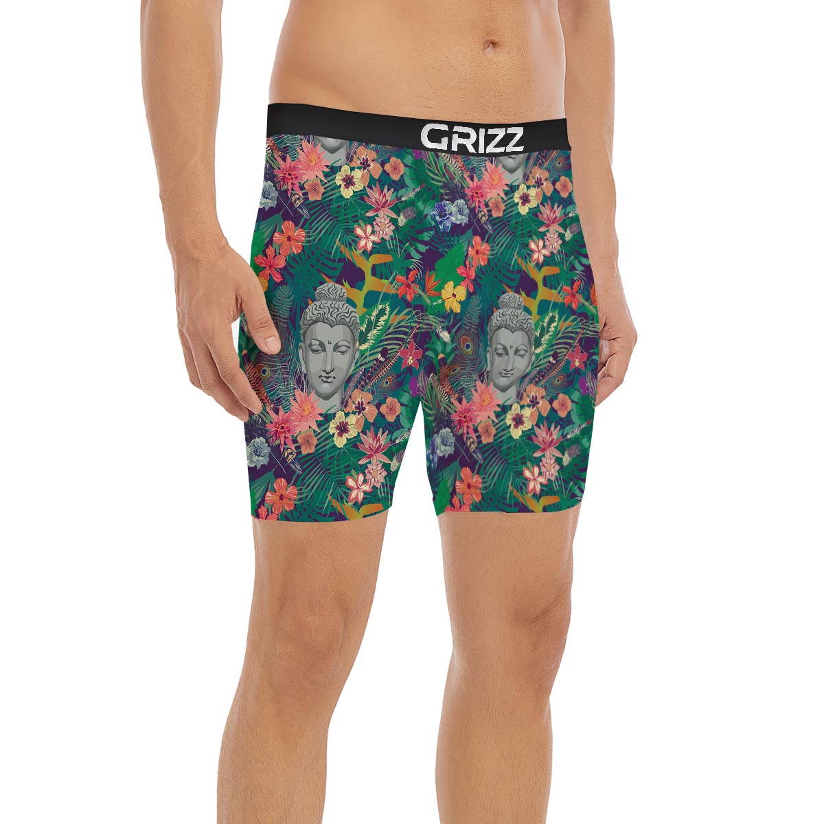 Buddha Tropical Print Pattern Boxer Briefs-grizzshop