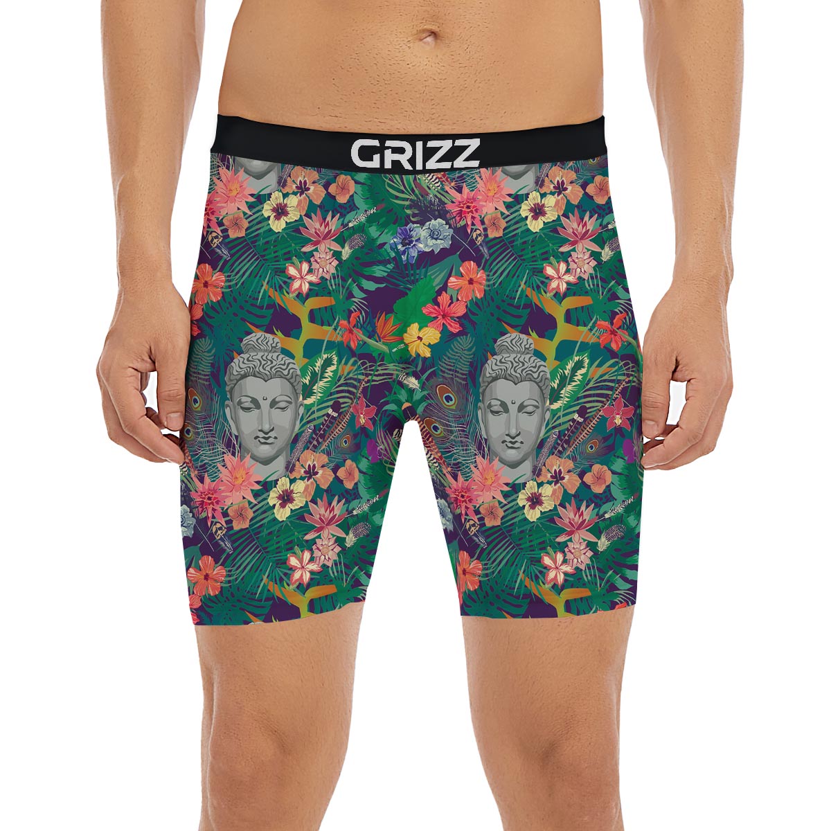 Buddha Tropical Print Pattern Boxer Briefs-grizzshop