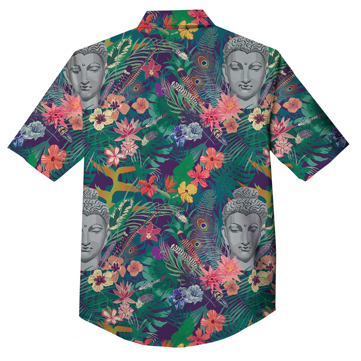 Buddha Tropical Print Pattern Button Up Shirt-grizzshop