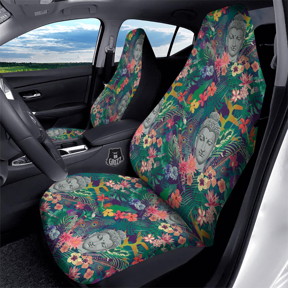 Buddha Tropical Print Pattern Car Seat Covers-grizzshop