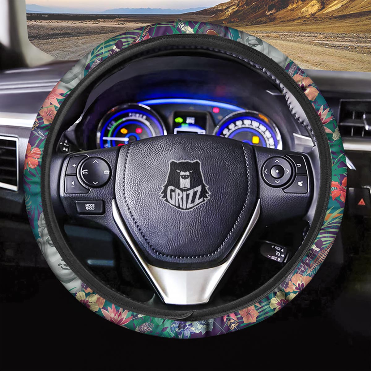 Buddha Tropical Print Pattern Car Steering Wheel Cover-grizzshop