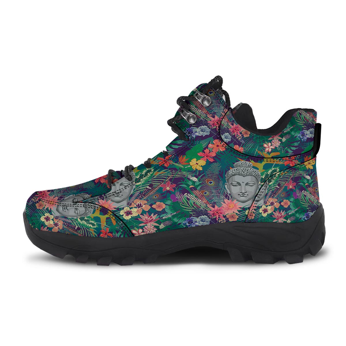 Buddha Tropical Print Pattern Hiking Shoes-grizzshop