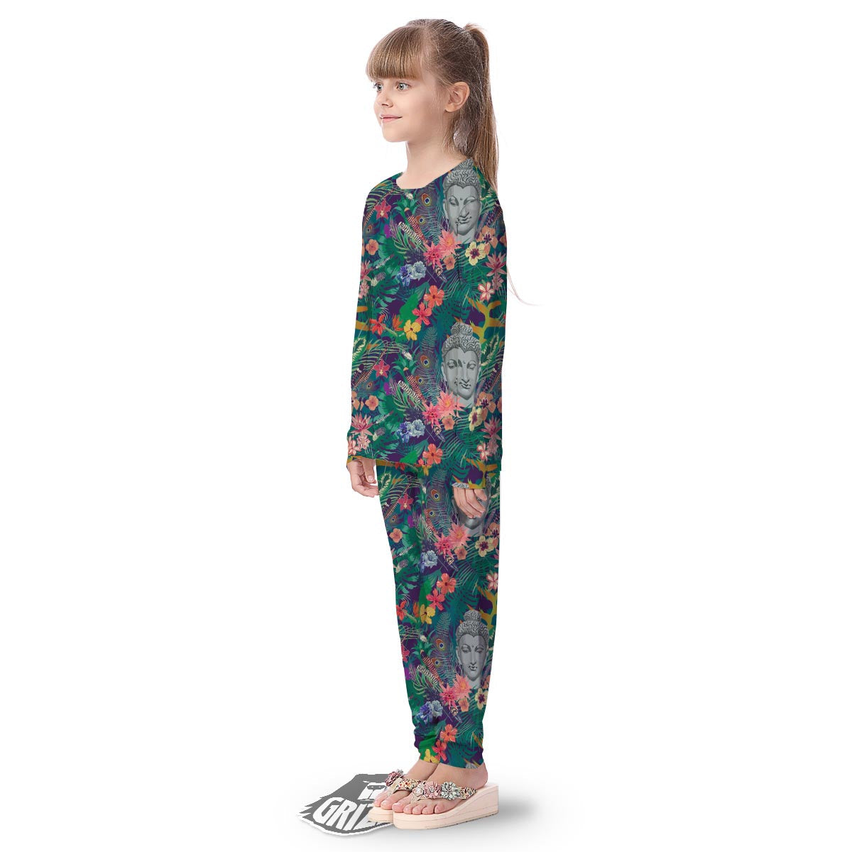Buddha Tropical Print Pattern Kid's Pajamas-grizzshop