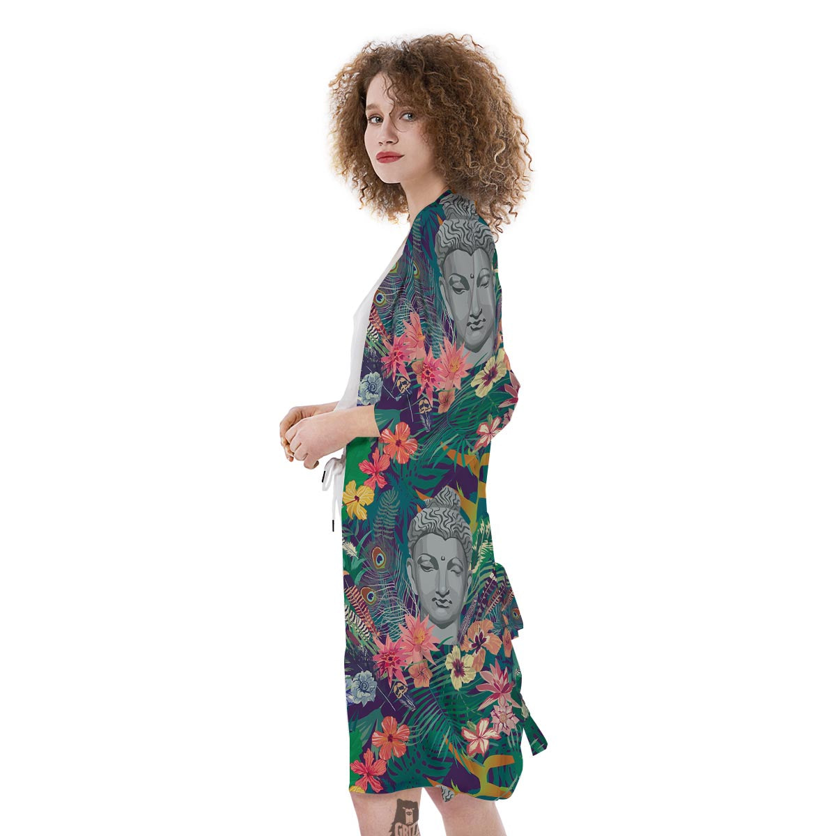 Buddha Tropical Print Pattern Kimono-grizzshop