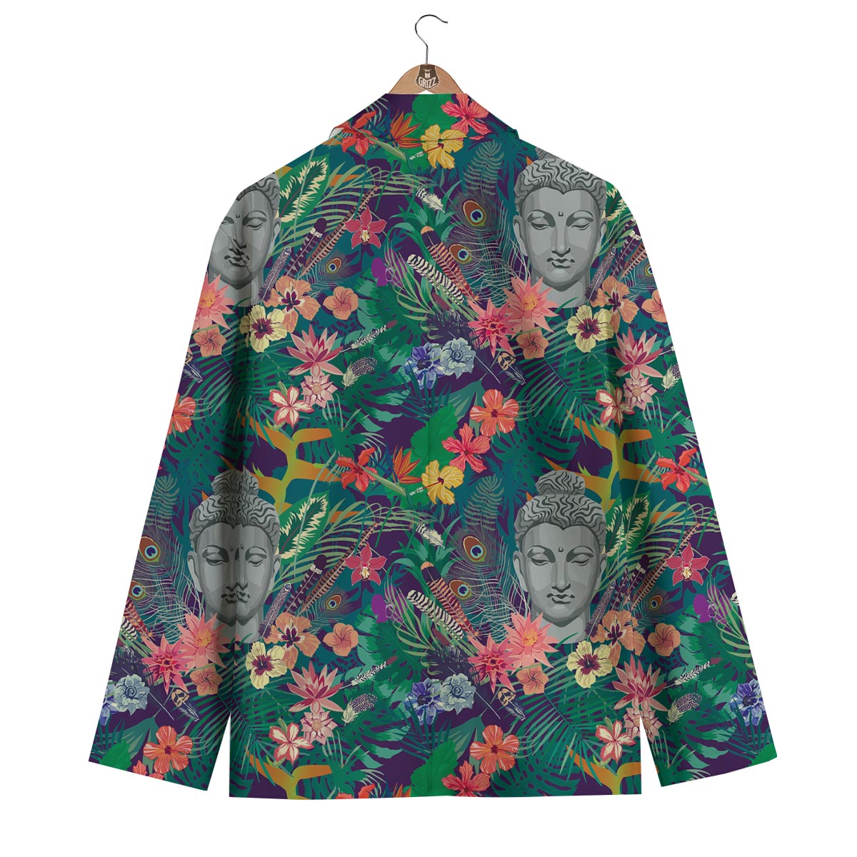 Buddha Tropical Print Pattern Men's Blazer-grizzshop