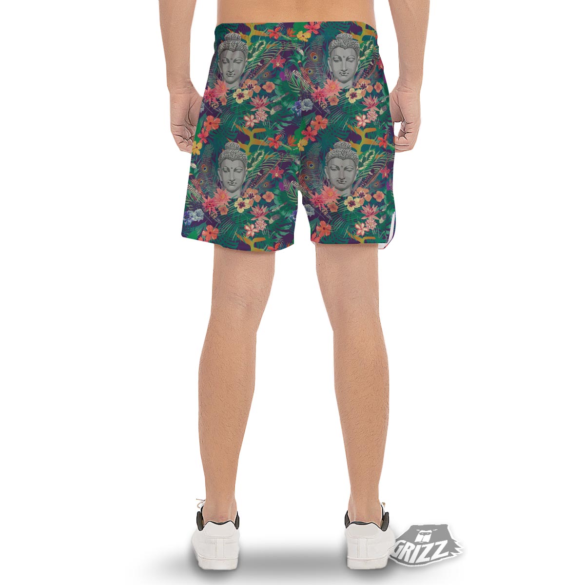 Buddha Tropical Print Pattern Men's Gym Shorts-grizzshop