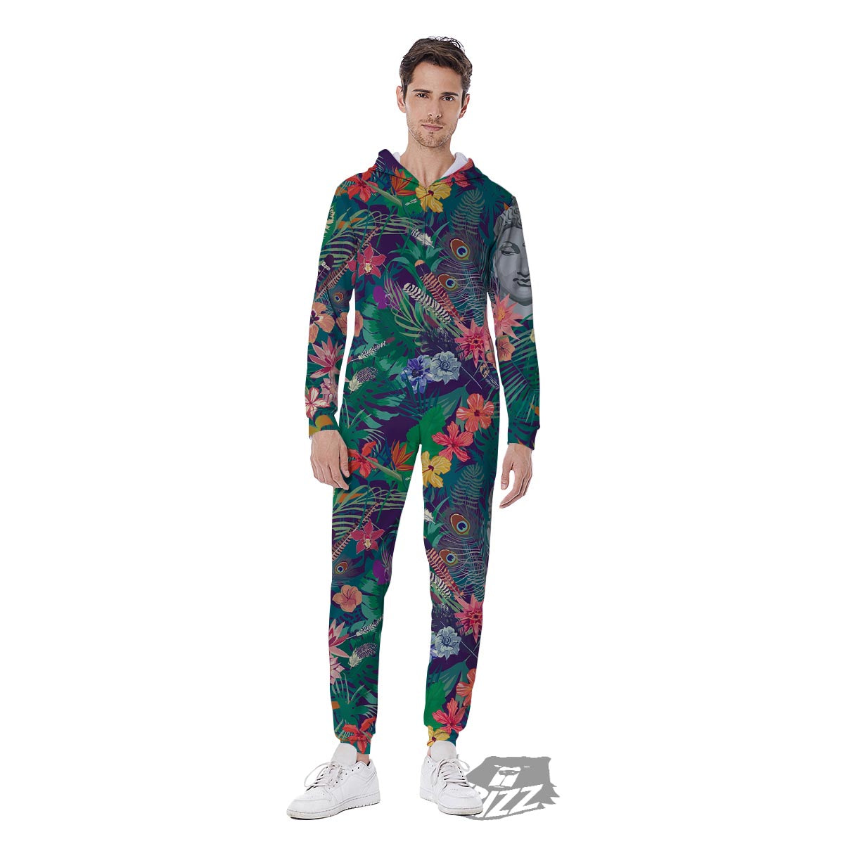 Buddha Tropical Print Pattern Men's Jumpsuit-grizzshop