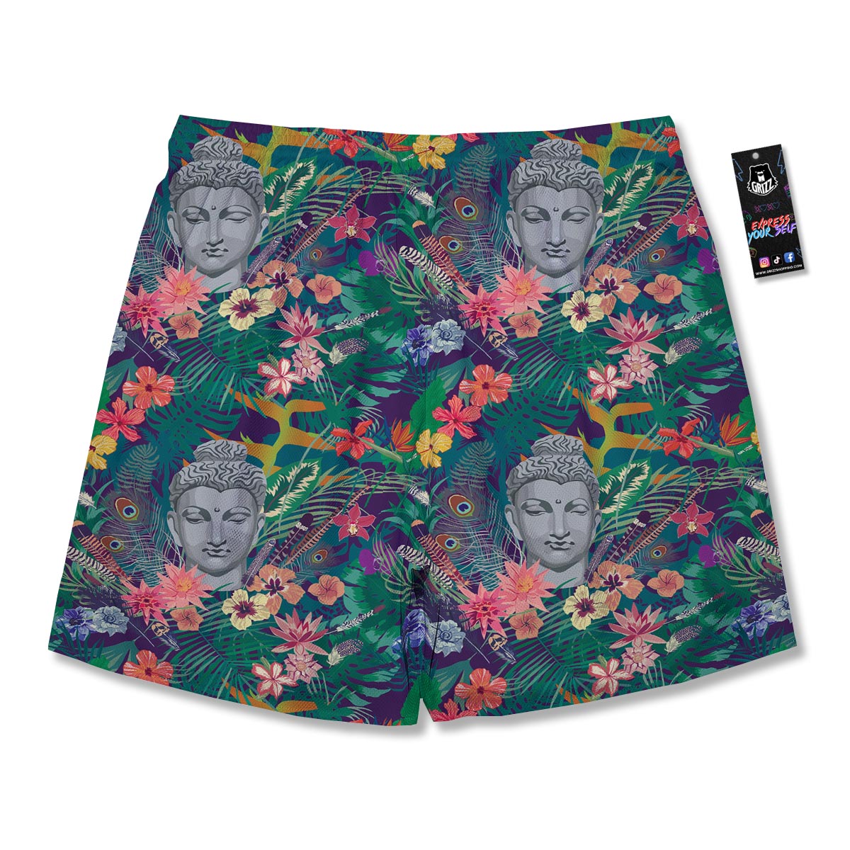 Buddha Tropical Print Pattern Men's Running Shorts-grizzshop