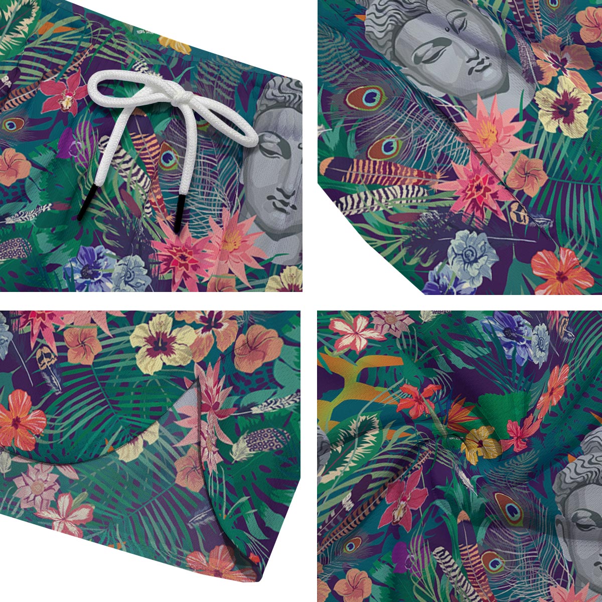 Buddha Tropical Print Pattern Men's Running Shorts-grizzshop