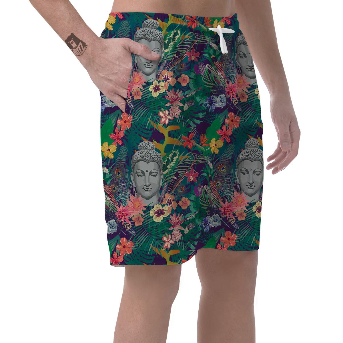 Buddha Tropical Print Pattern Men's Shorts-grizzshop