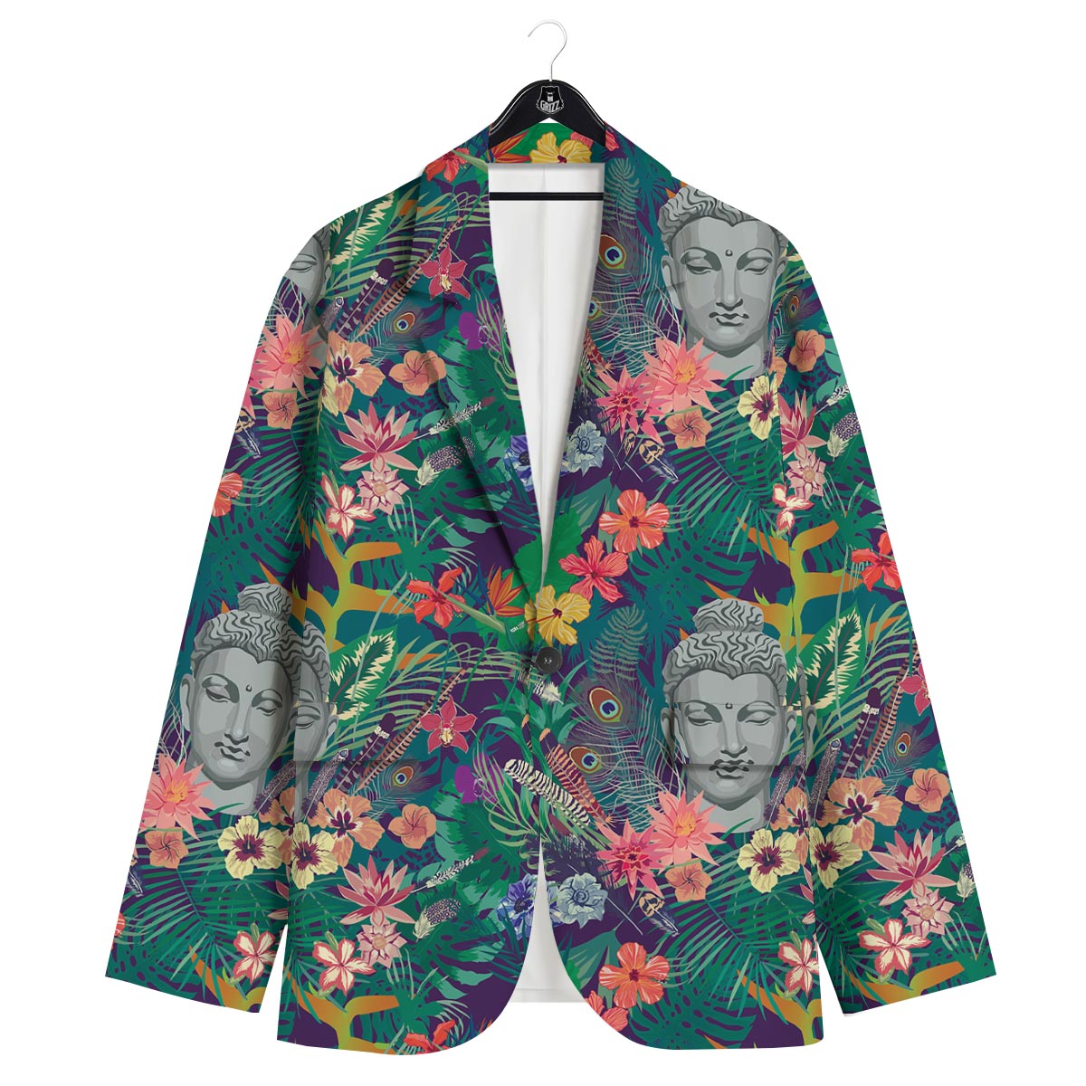 Buddha Tropical Print Pattern Men's Sport Coat-grizzshop