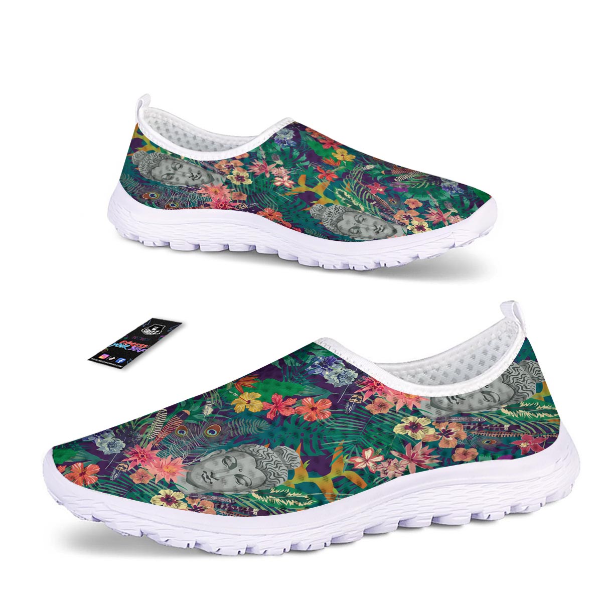 Buddha Tropical Print Pattern Nurse Shoes-grizzshop