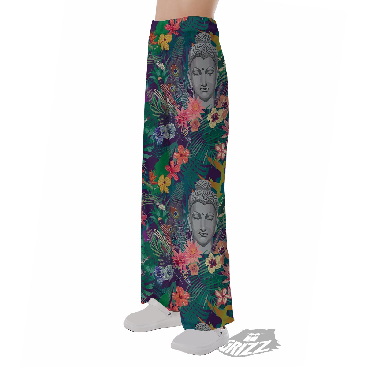 Buddha Tropical Print Pattern Pajama Pants-grizzshop
