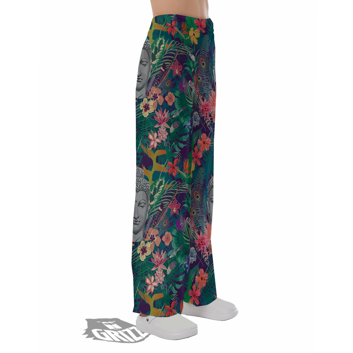 Buddha Tropical Print Pattern Pajama Pants-grizzshop