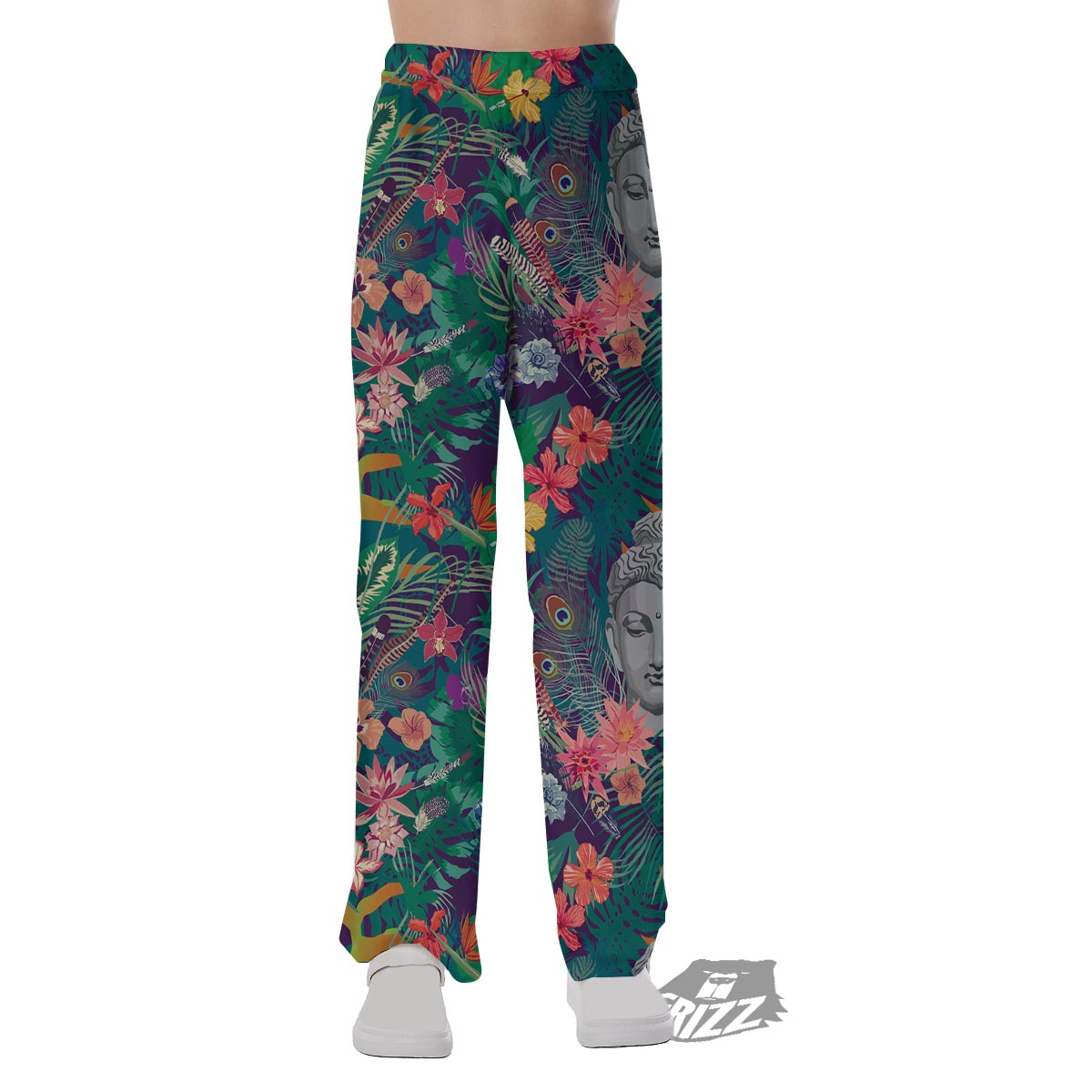 Buddha Tropical Print Pattern Pajama Pants-grizzshop