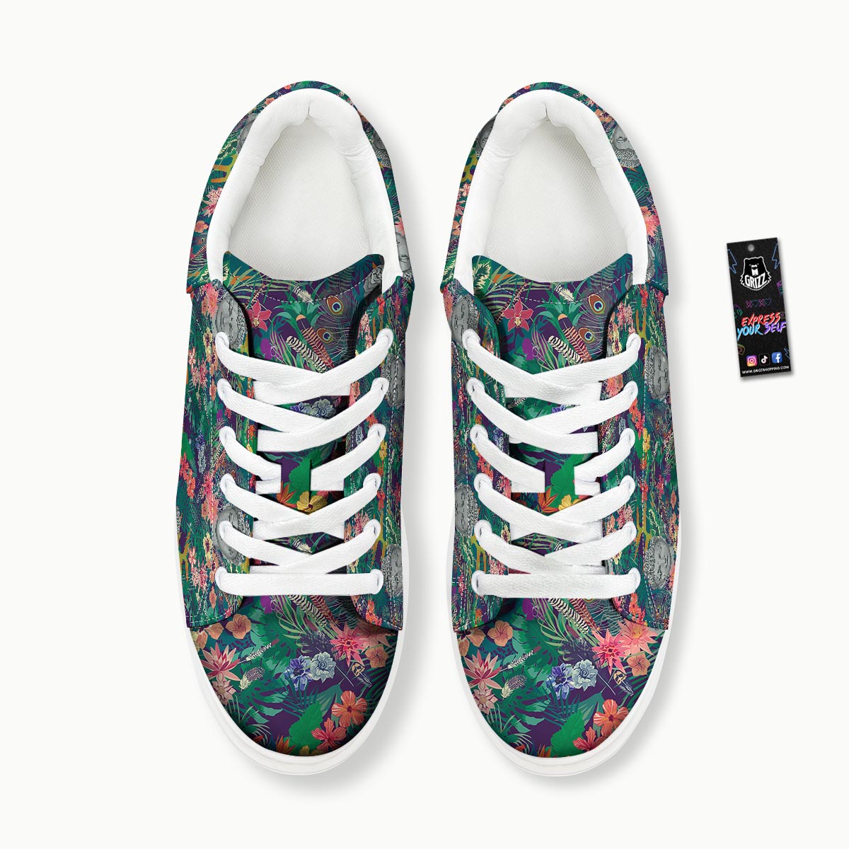 Buddha Tropical Print Pattern Platform Shoes-grizzshop
