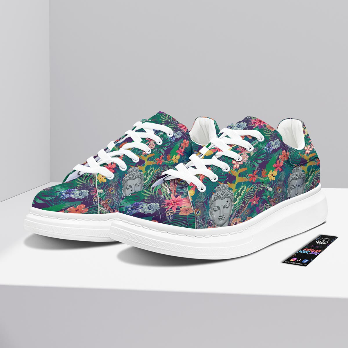Buddha Tropical Print Pattern Platform Shoes-grizzshop