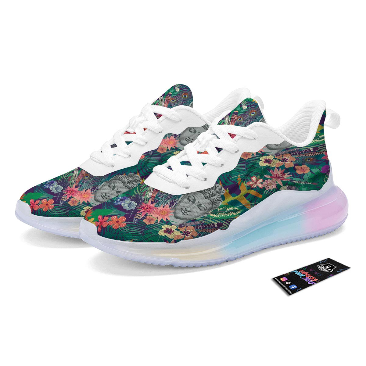 Buddha Tropical Print Pattern Running Sneakers-grizzshop