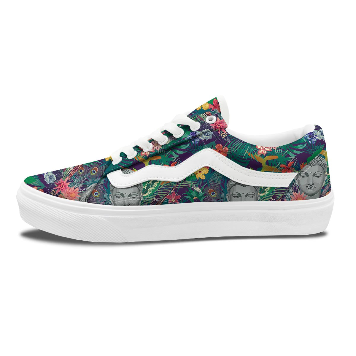 Buddha Tropical Print Pattern Skate Shoes-grizzshop