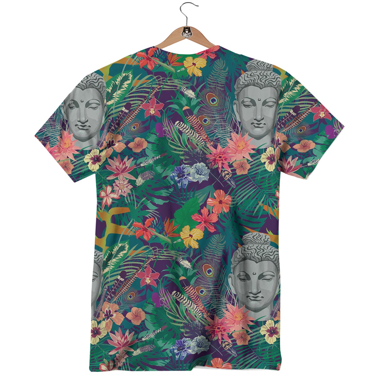 Buddha Tropical Print Pattern T-Shirt-grizzshop
