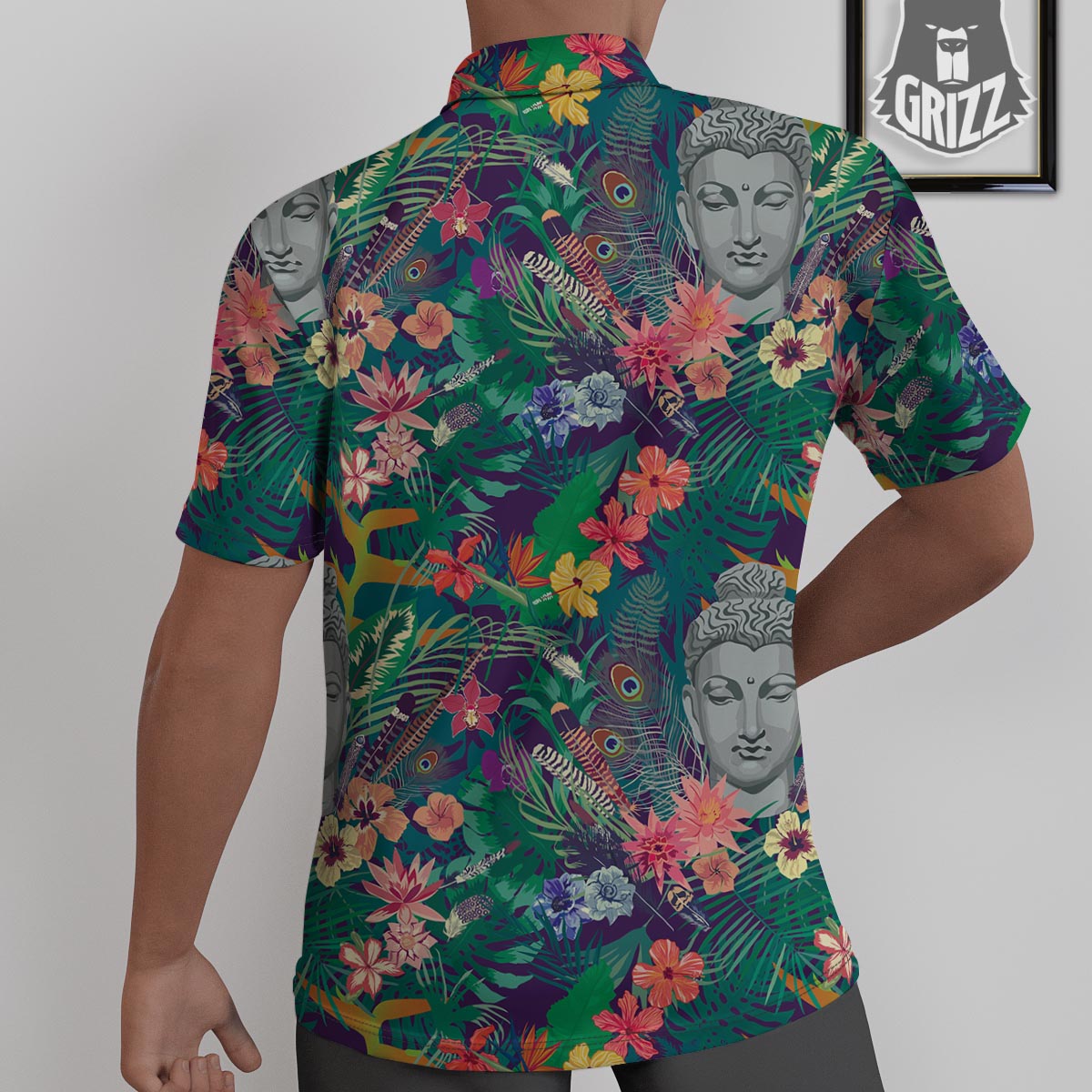 Buddha Tropical Print Pattern Untucked Shirts-grizzshop