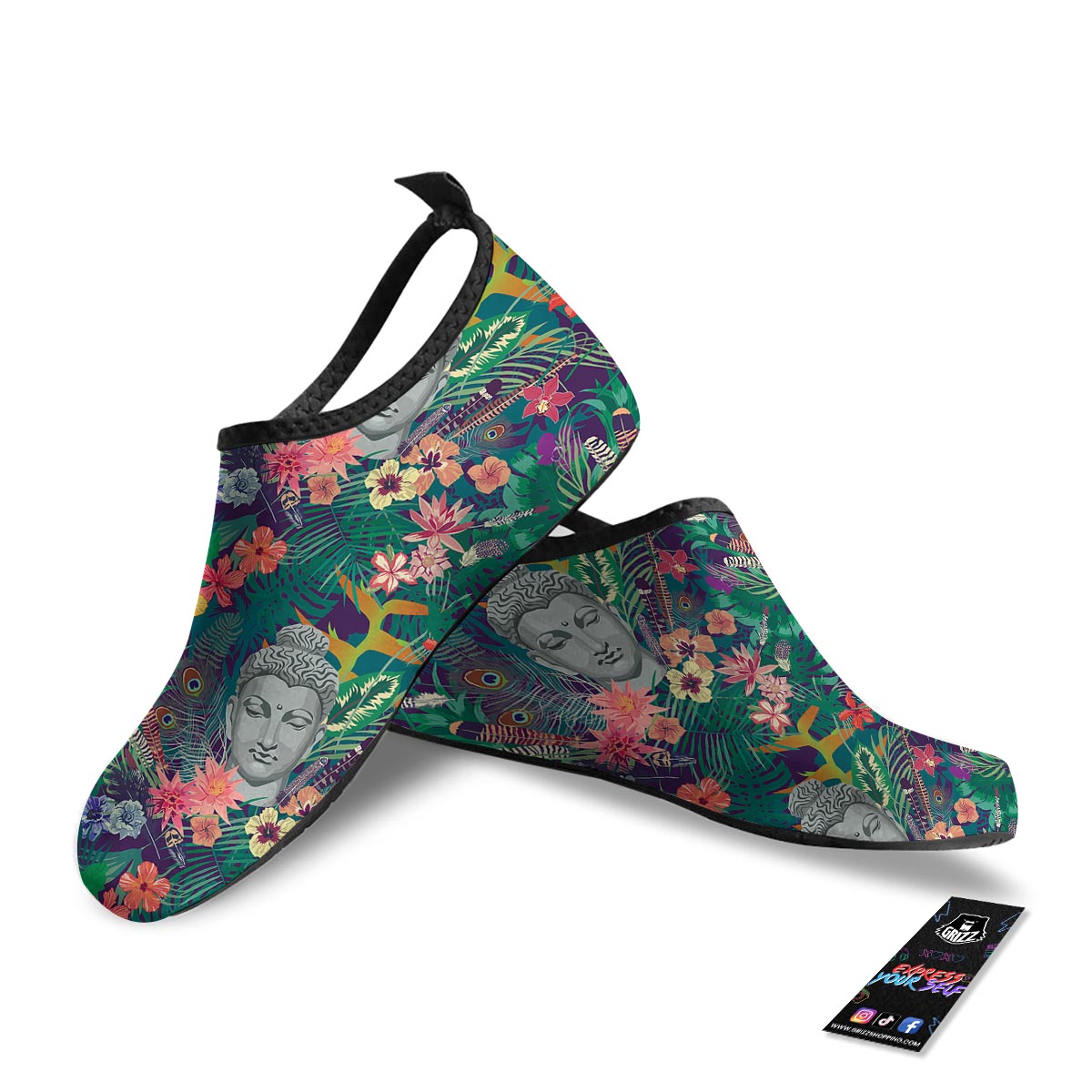 Buddha Tropical Print Pattern Water Shoes-grizzshop