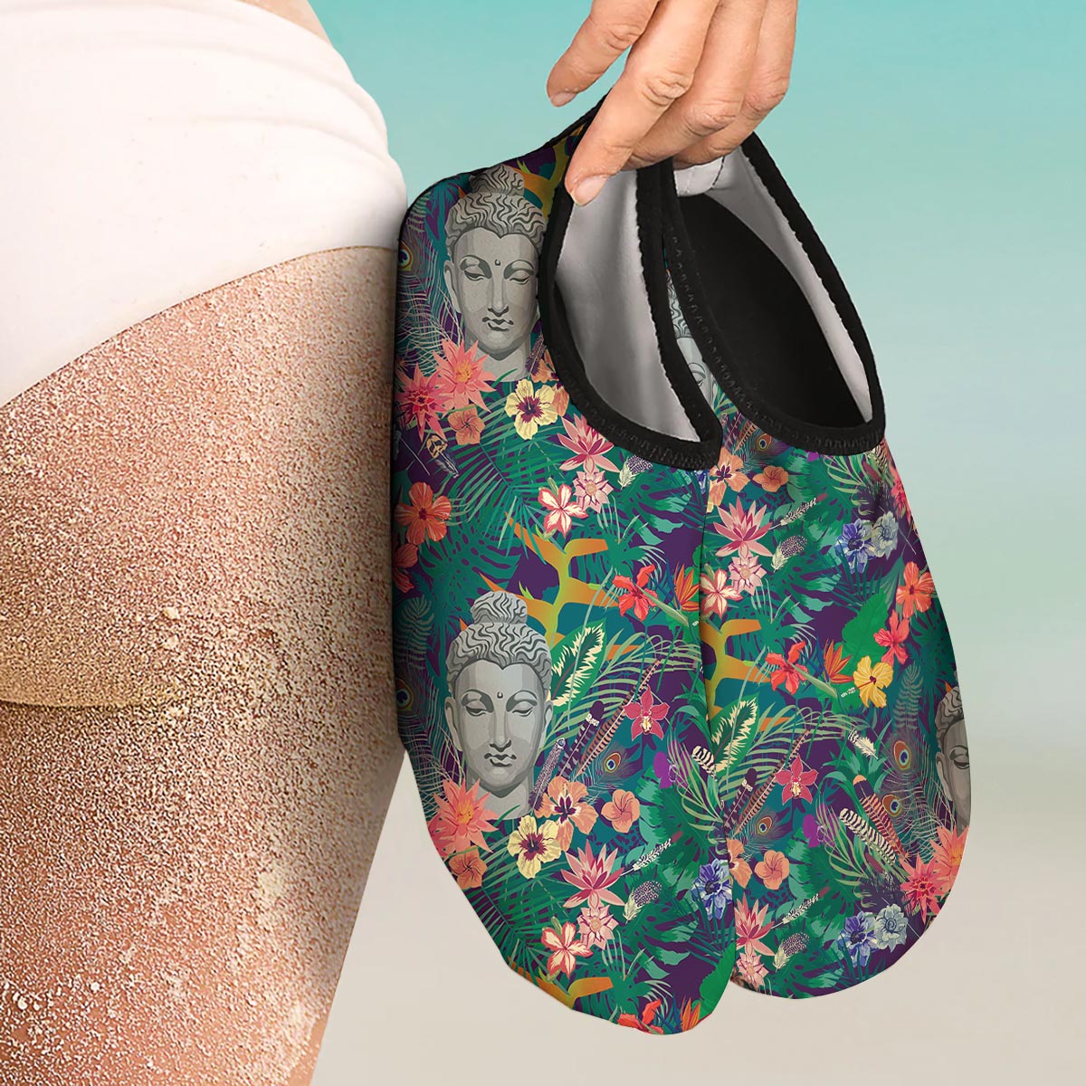 Buddha Tropical Print Pattern Water Shoes-grizzshop