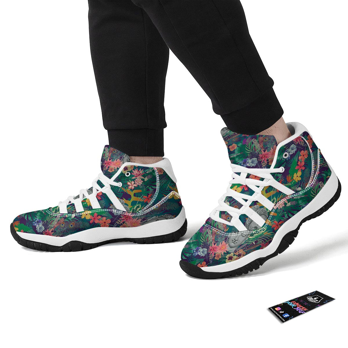 Buddha Tropical Print Pattern White Bball Shoes-grizzshop