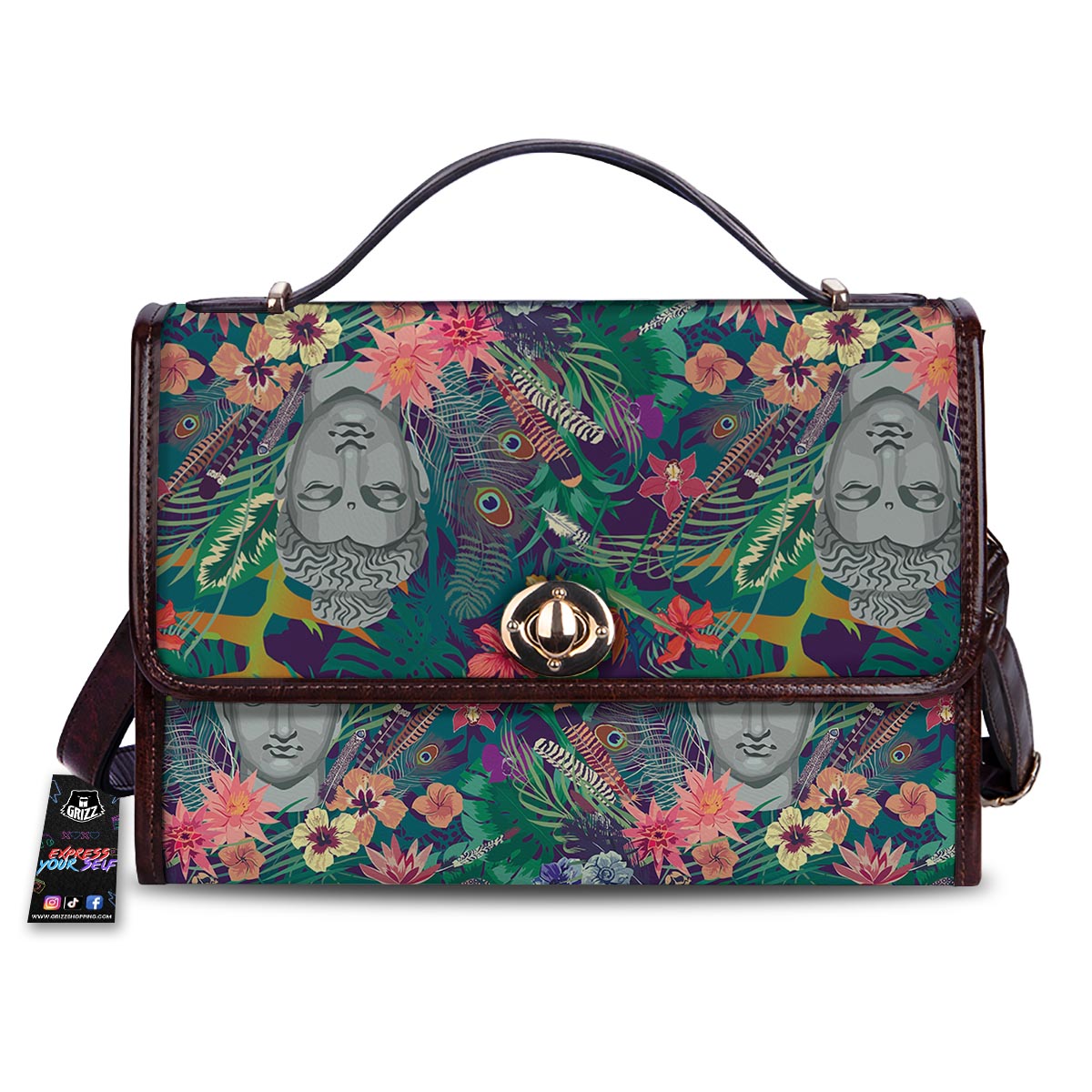 Buddha Tropical Print Pattern Women's Satchel Bag-grizzshop