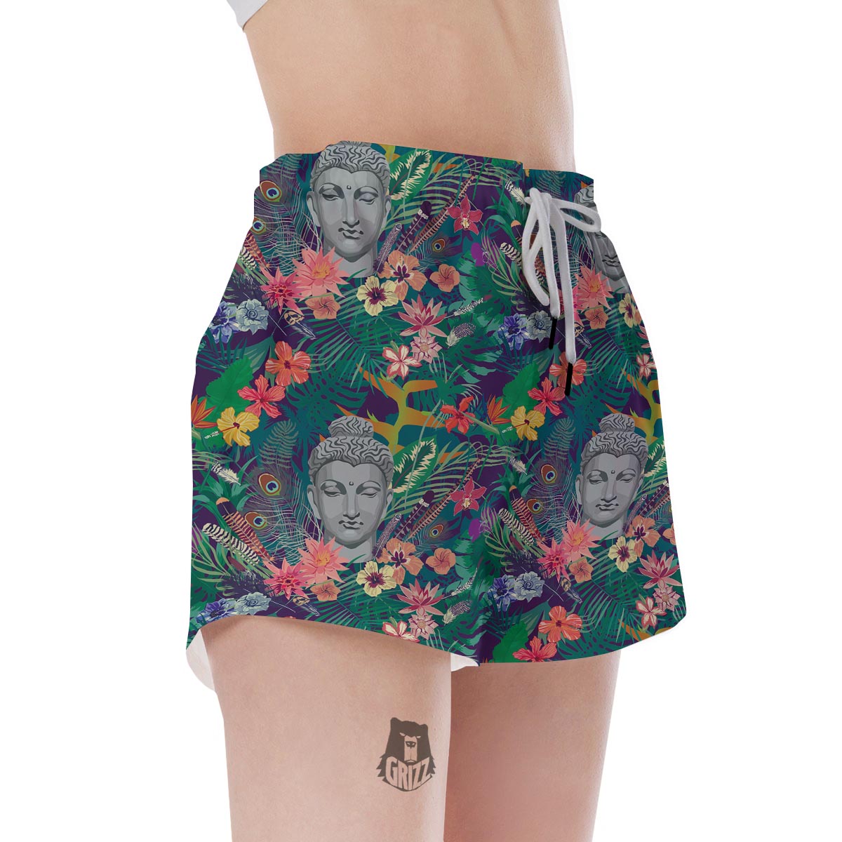 Buddha Tropical Print Pattern Women's Shorts-grizzshop