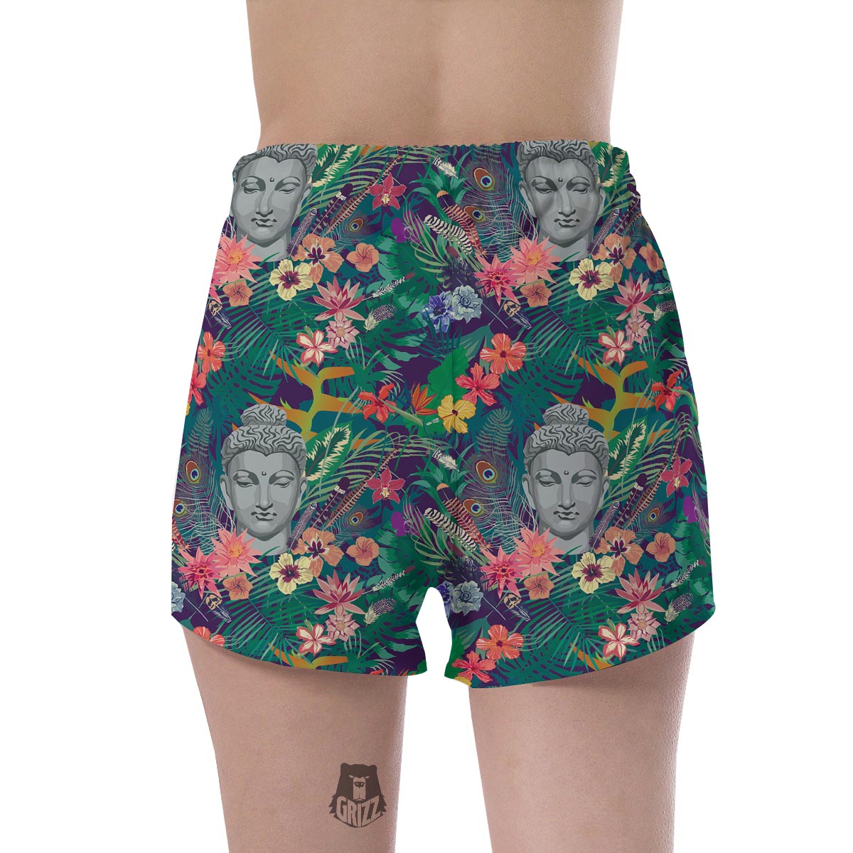 Buddha Tropical Print Pattern Women's Shorts-grizzshop