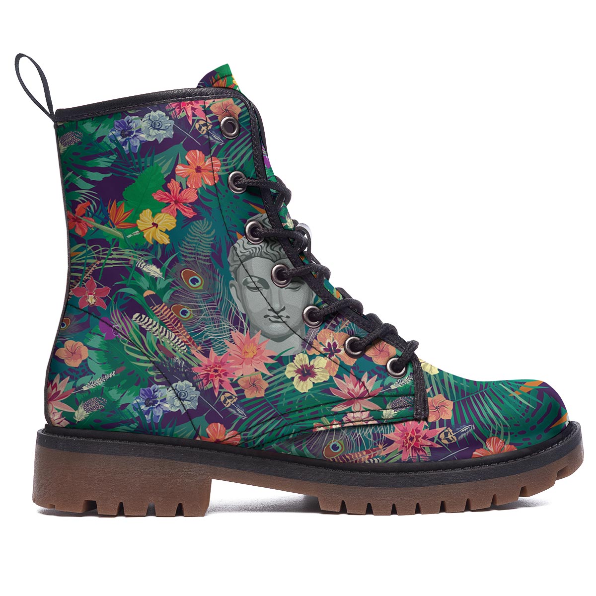 Buddha Tropical Print Pattern Work Boots-grizzshop
