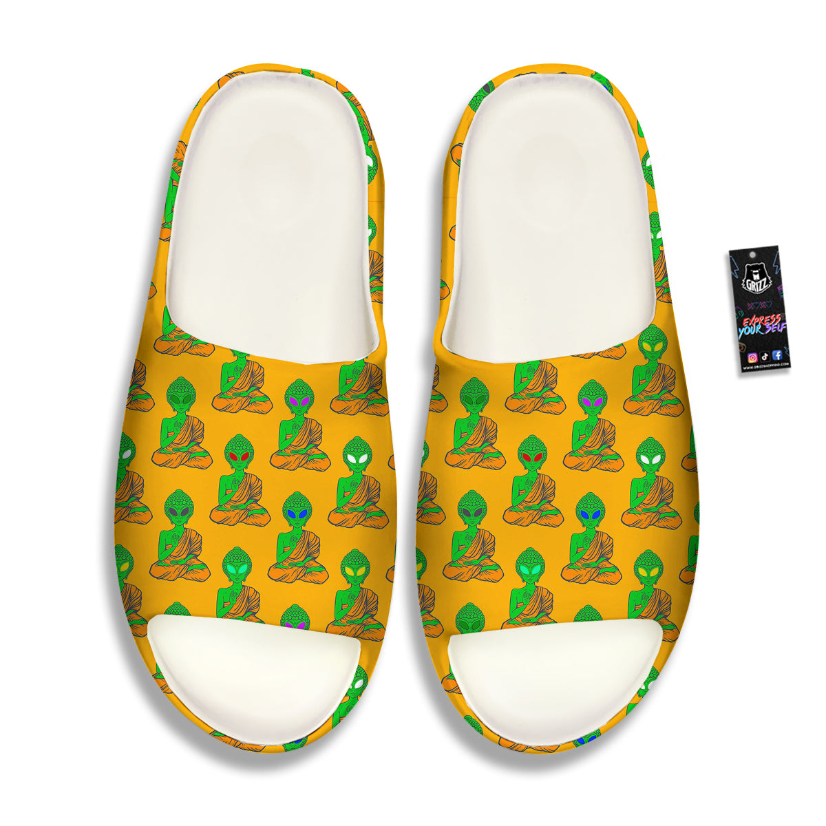 Buddha Alien Psychedelic Print Pattern Sandals-grizzshop