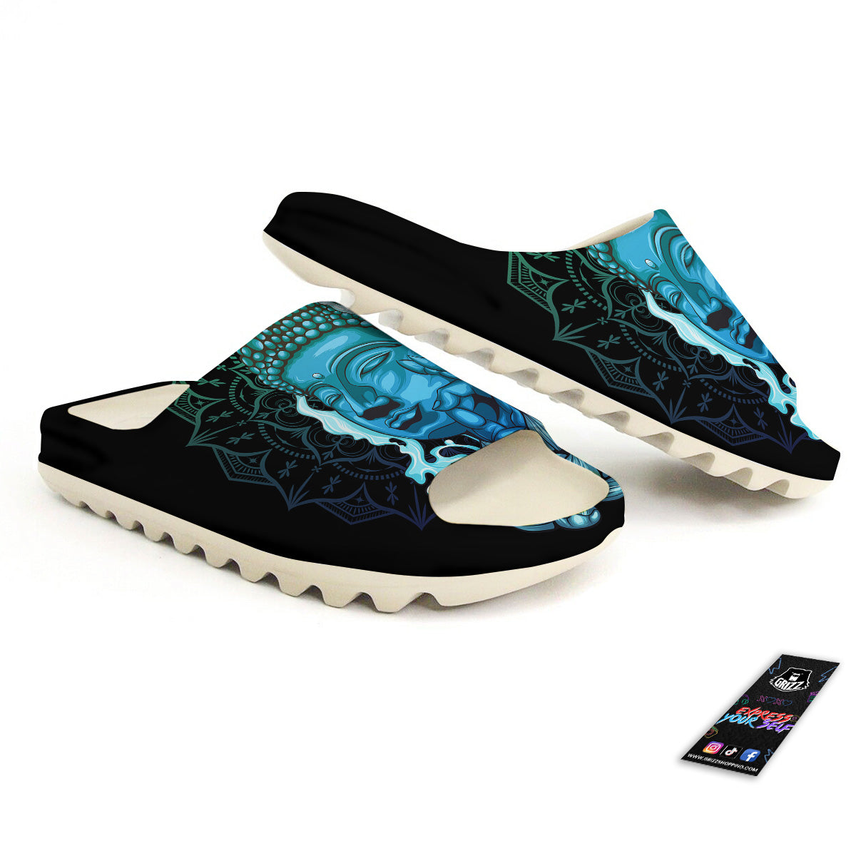 Buddha Blue Print Sandals-grizzshop