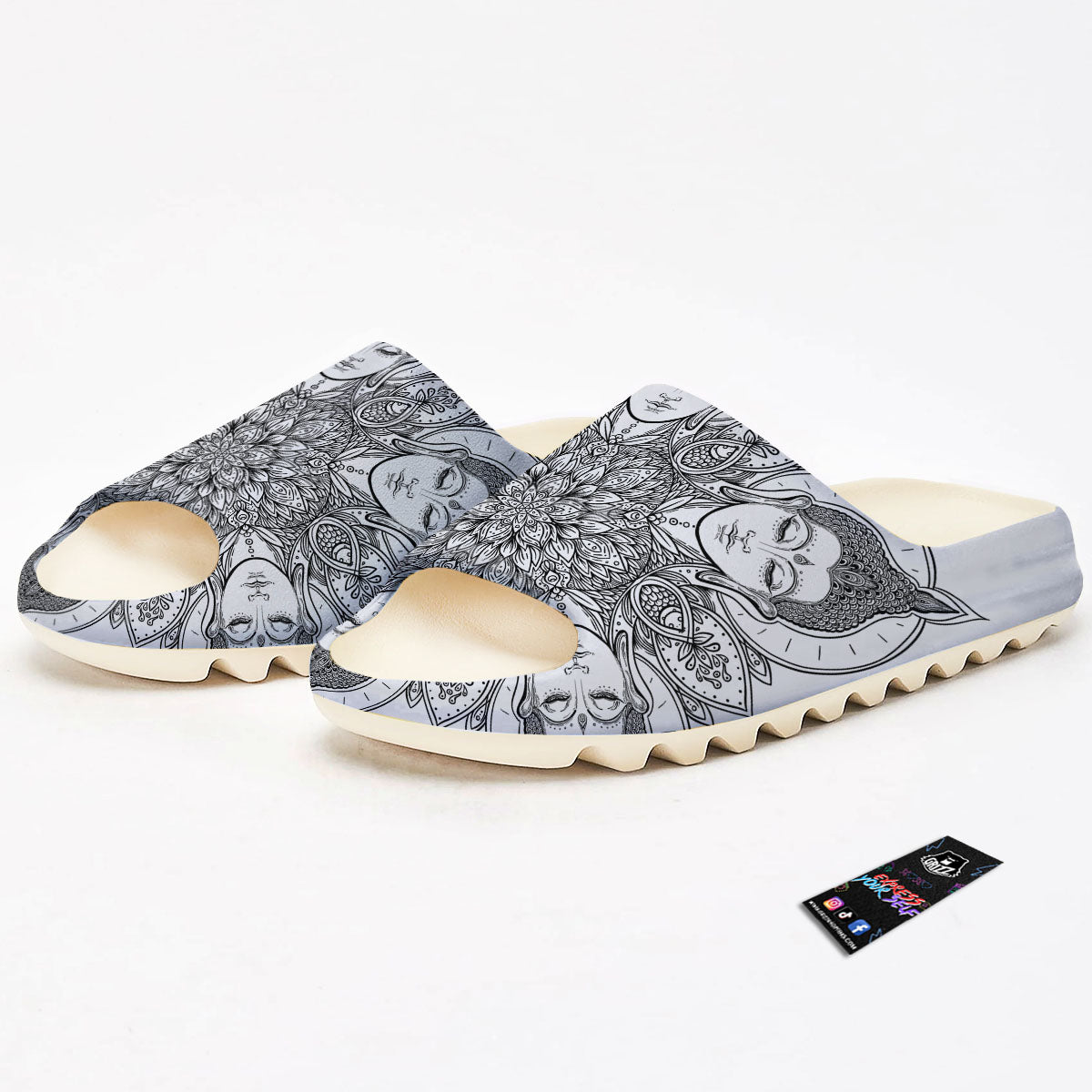 Buddha Face Ornate Mandala Print Sandals-grizzshop